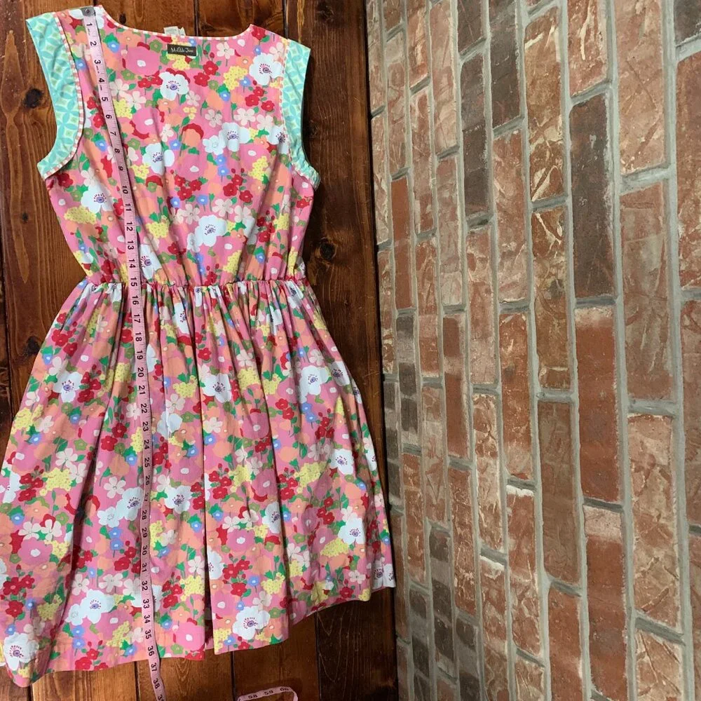 Matilda Jane Pink Floral Print Leah Sleeveless Women's Medium Fit & Flare Dress
